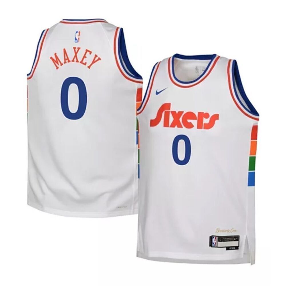 Nike NWT Tyrese Maxey White Philadelphia 76ers 2024/25 Swingman Player Jersey Ci